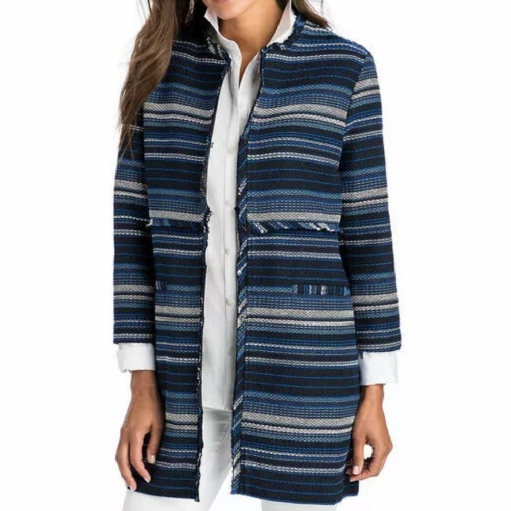 Vineyard‎ Vines Women's Striped Woven Cotton Jacket Deep Bay Blue XS NWT $148